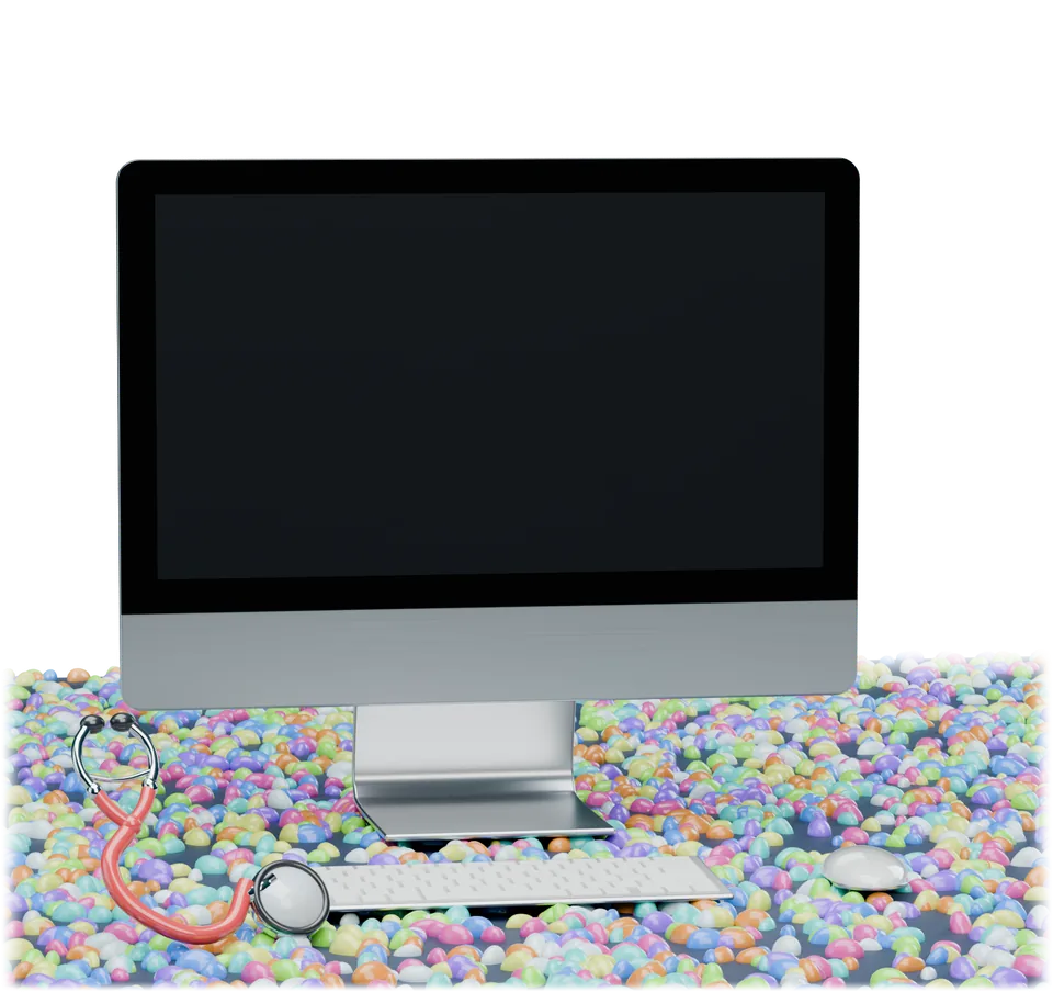 A slim silver all-in-one computer